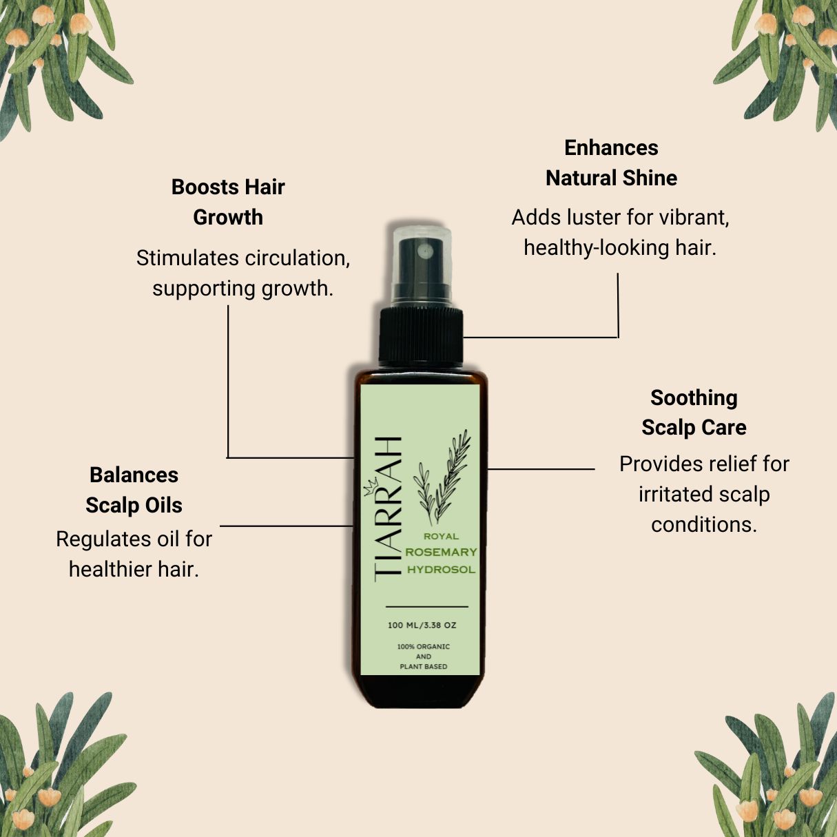 Tiarrah's Rosemary Hydrosol: Natural & Non-Toxic Hair Mist - The Luxury Bath and Body Care Shop