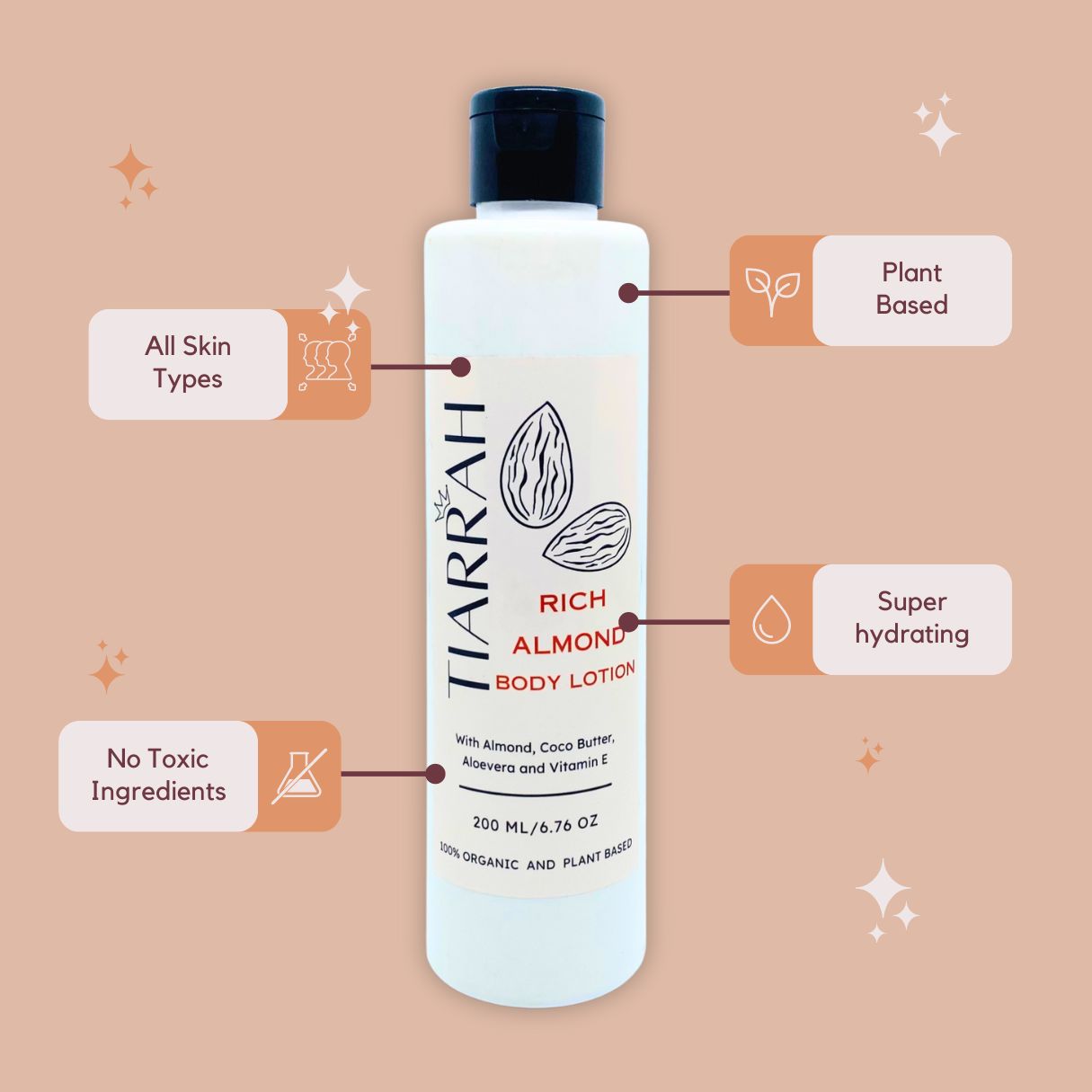 Tiarrah's Rich Almond Body Lotion: Natural & Non-Toxic - The Luxury Bath and Body Care Shop