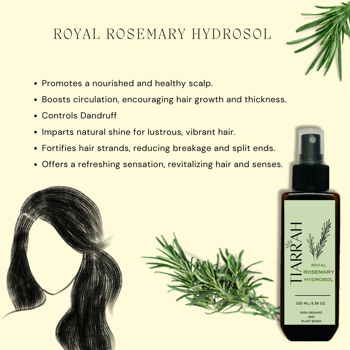 Tiarrah's Rosemary Hydrosol: Pure, Safe Hair Mist - The Luxury Bath and Body Care Shop