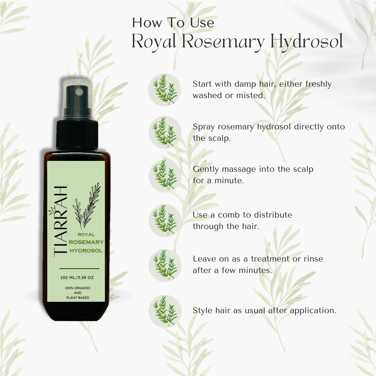 Tiarrah Rosemary Hydrosol: Natural, Organic, Non-Toxic Hair Mist - The Luxury Bath and Body Care Shop
