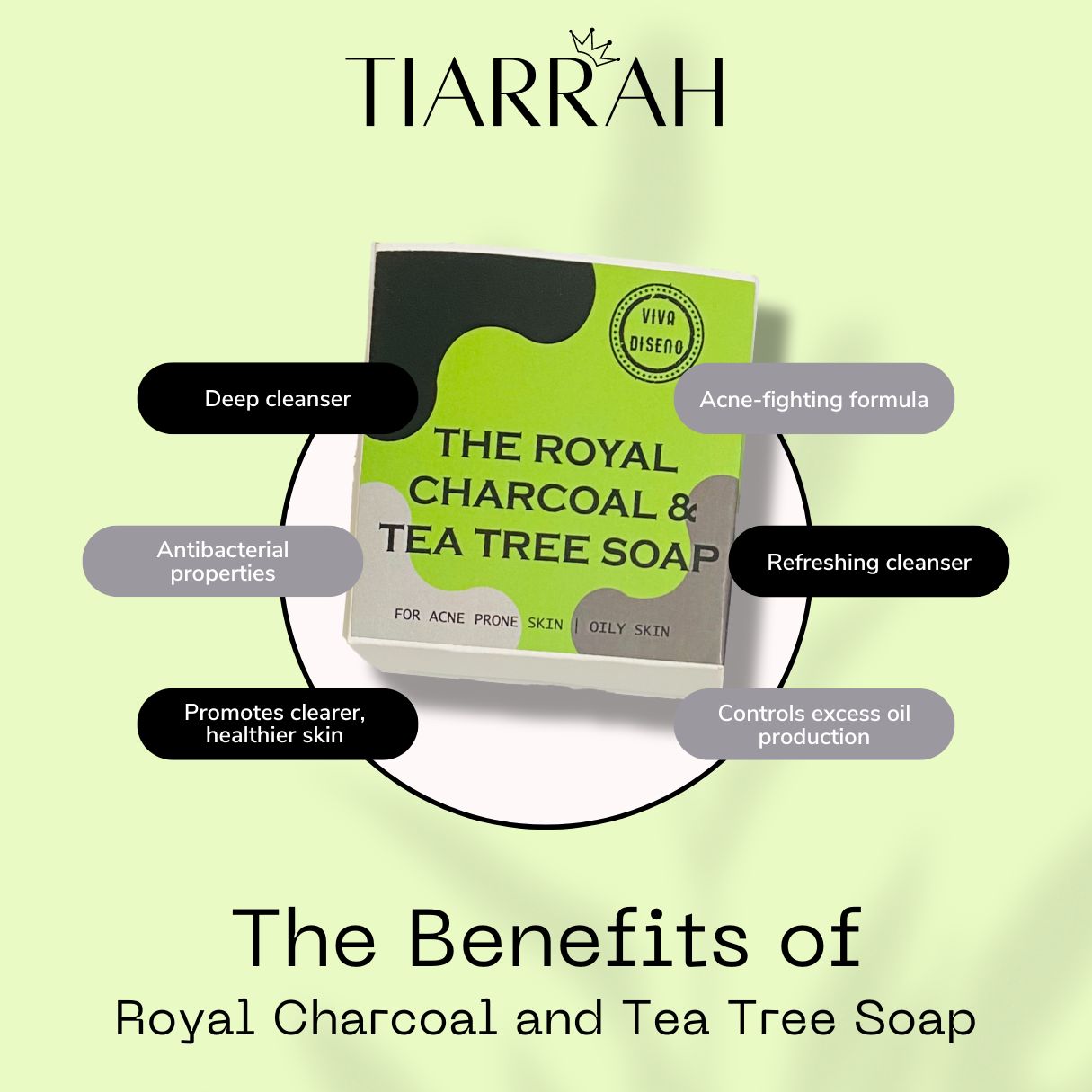 Organic Charcoal and Tea Tree Soap from Tiarrah - The Luxury Bath and Body Care Shop
