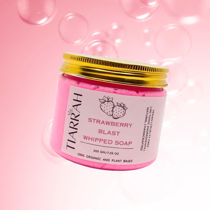 Luxury Strawberry Blast Whipped Soap by Tiarrah: Organic, Non-Toxic - The Luxury Bath and Body Care Shop