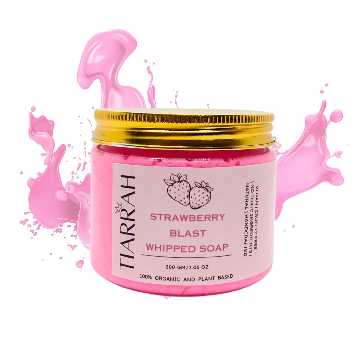 Tiarrah Strawberry Blast Whipped Soap: Natural, Organic, Non-Toxic - The Luxury Bath and Body Care Shop