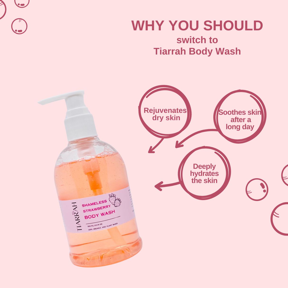 Organic Strawberry Body Wash from Tiarrah - The Luxury Bath and Body Care Shop