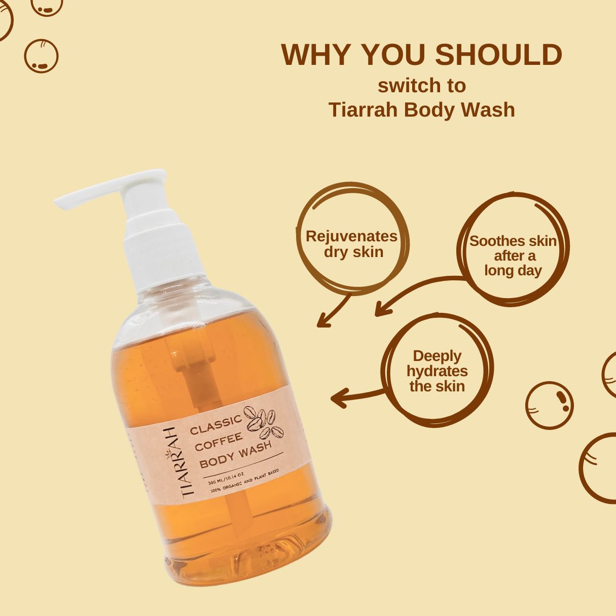 Organic Classic Coffee Body Wash from Tiarrah - The Luxury Bath and Body Care Shop