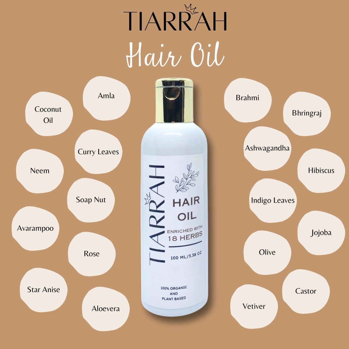 Organic Hair Oil from Tiarrah: Non-Toxic, 18 Herbs - The Luxury Bath and Body Care Shop