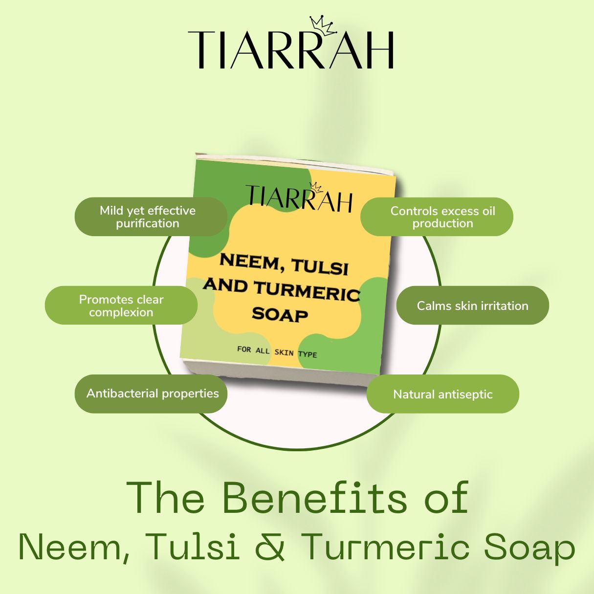 Organic Neem, Tulsi, and Turmeric Soap from Tiarrah - The Luxury Bath and Body Care Shop