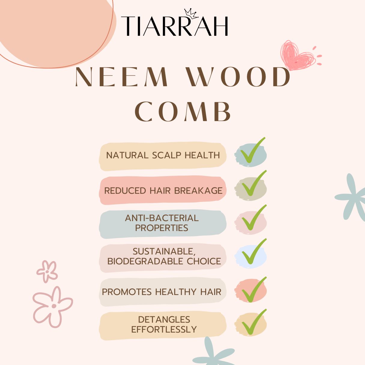 Neem Wood Comb from Tiarrah's Baby Bliss Collection - The Luxury Bath and Body Care Shop